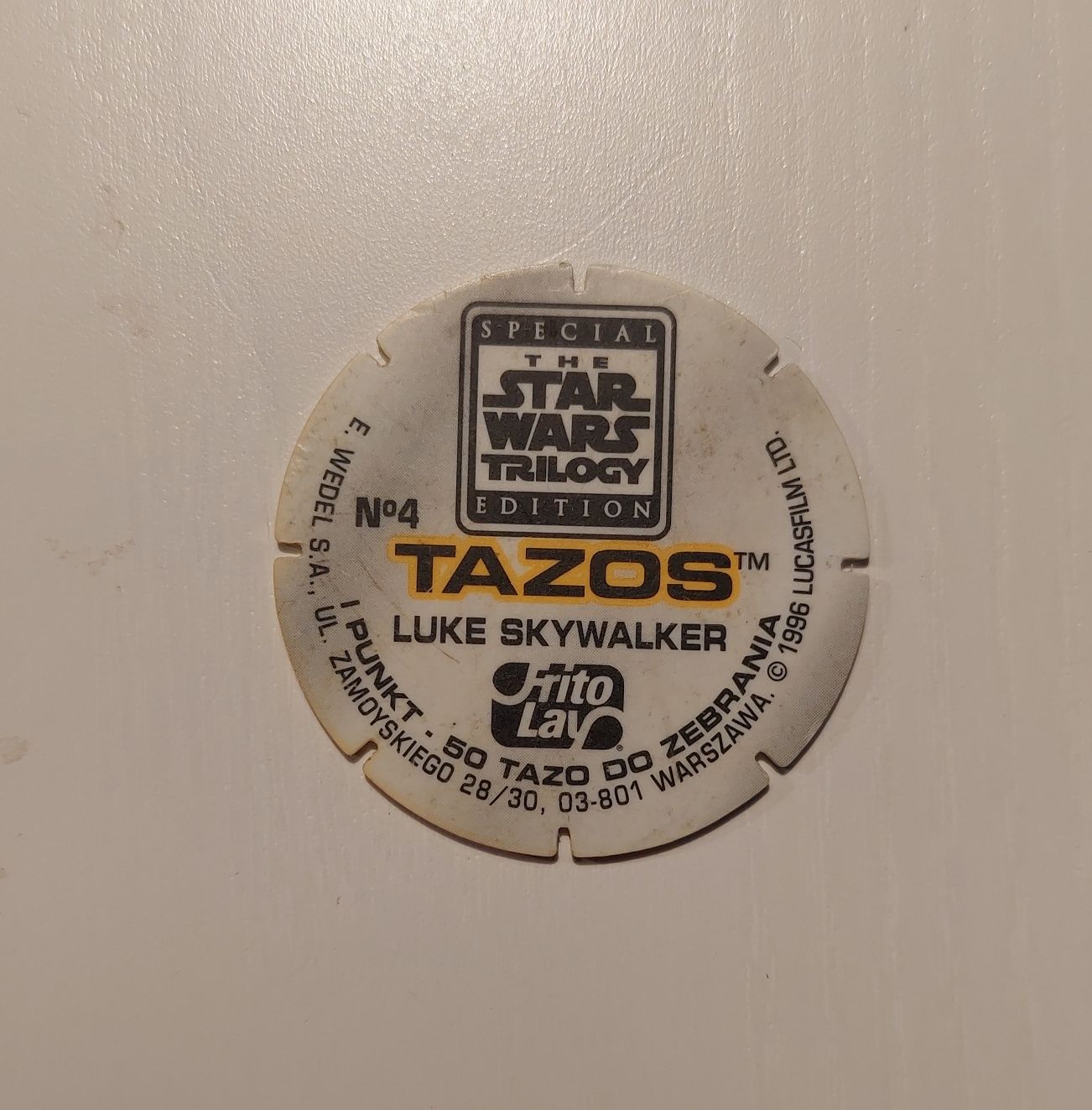 Star Wars Tazos No 4 Luke Skywalker