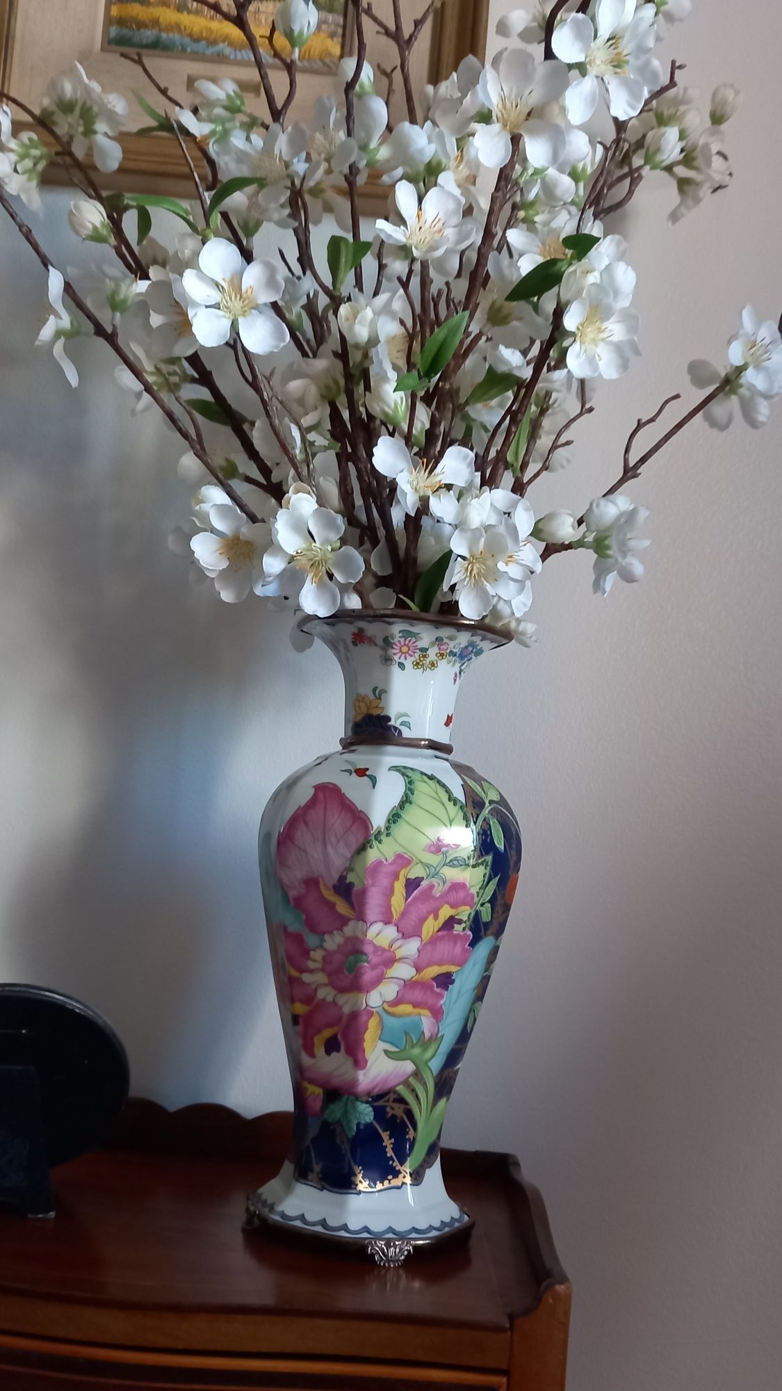 prata portuguesa,  jarra em porcelana motivos flor de tabaco