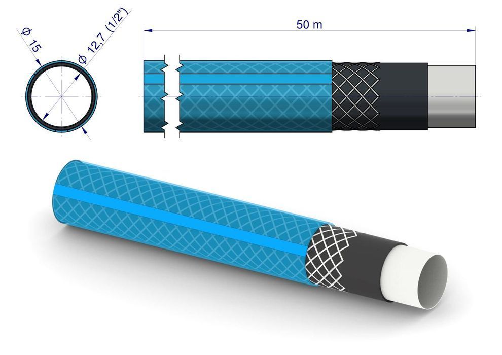 Wąż ogrodowy "STANDARD PLUS" FI 1/2". 50m / TEGER