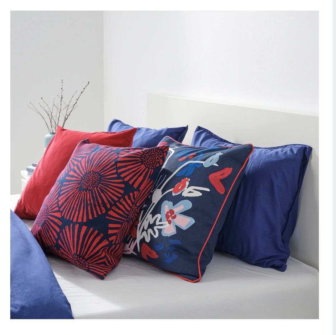 IKEA STJARNTULPAN Poszewka granat plus czerwień plus poduszka 50x50 cm