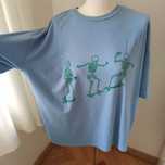 Shein z USA oversize t-shirt niebieski szkielety skate