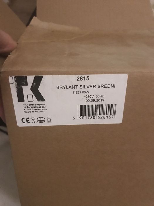 Sprzedam lampę wiszącą w kolorze srebrnym