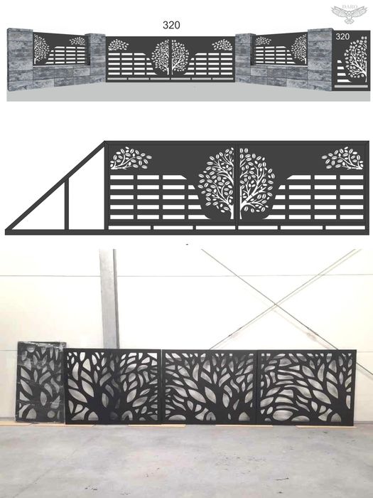 Brama przesuwna panel z blachy 5m, ocynk ogniowy+RAL, inne