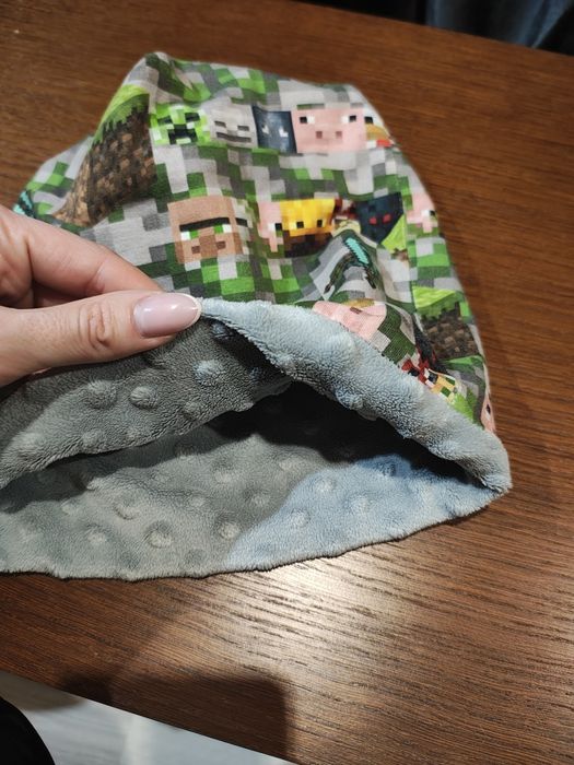 Czapka + komin Minecraft dwustronne, ocieplane, mięciutkie