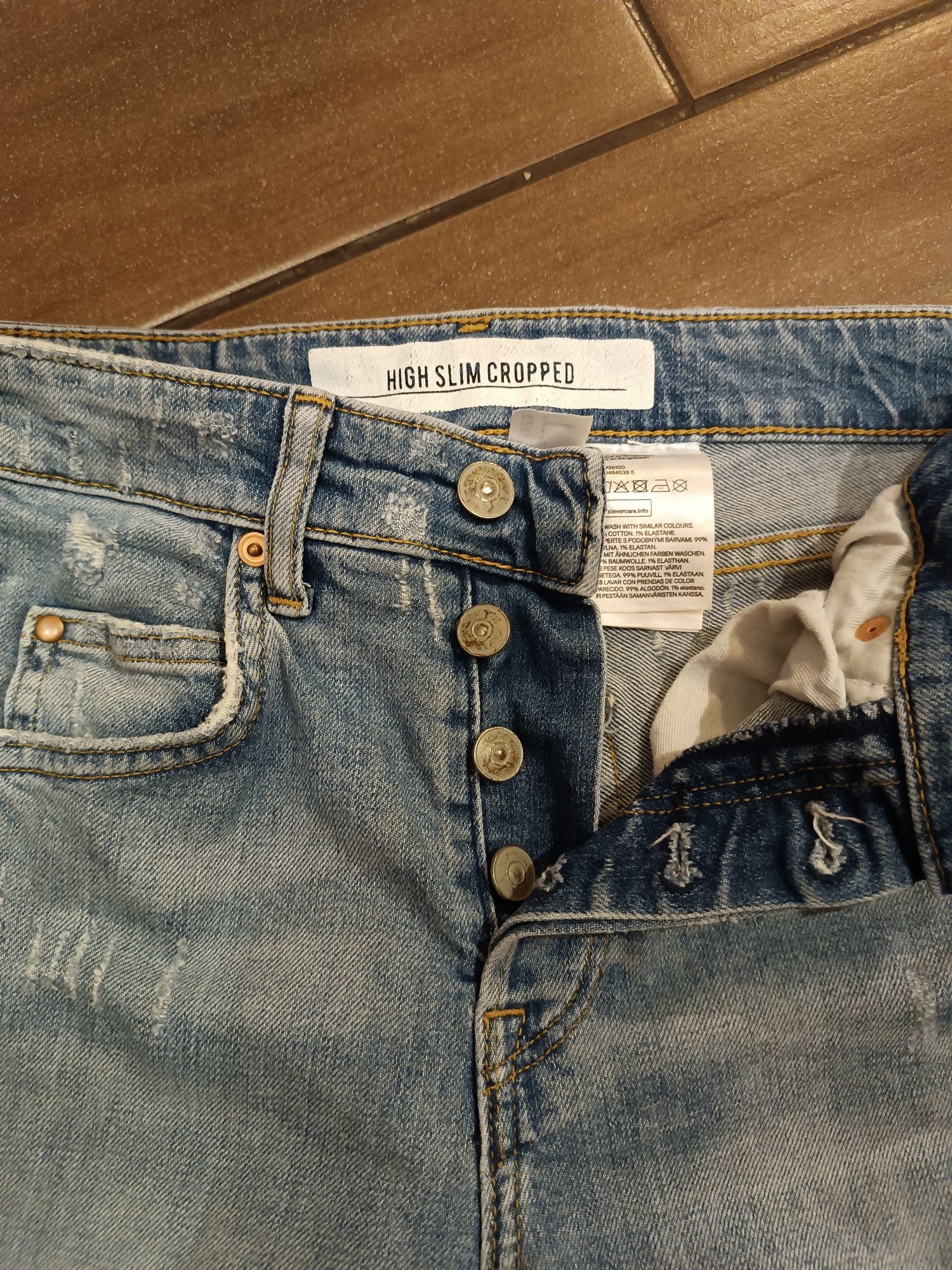 Spodnie Dżinsy H&M 34 High Slim Cropped