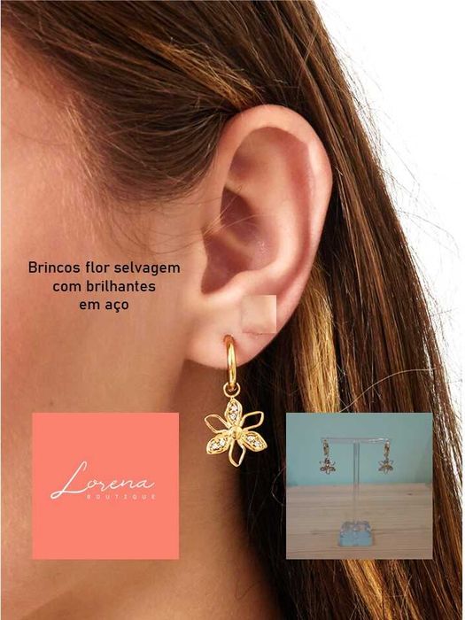 Brincos em aço dourado