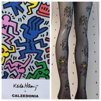 Rajstopy Calzedonia S/M czarne Keith Haring 30 den