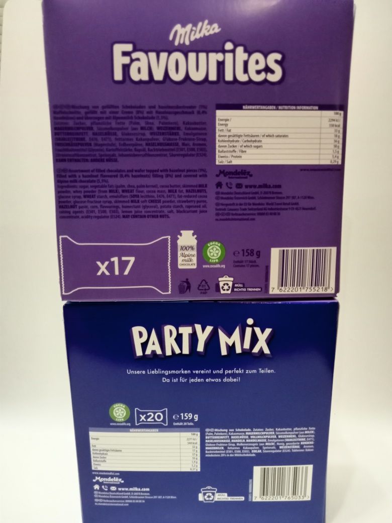 Milka praliny, bombonierka, czekoladki party mix, favourites 158 g