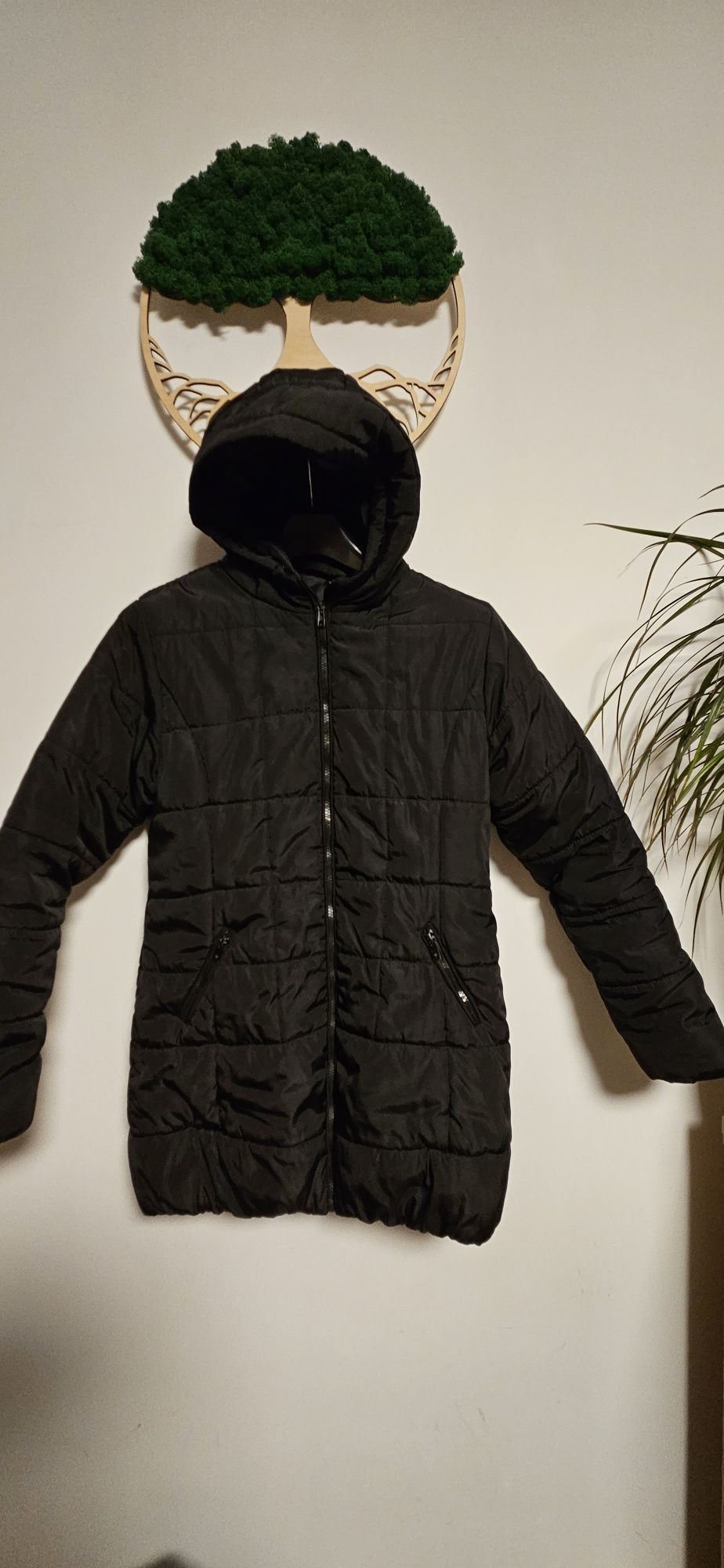XL plaszcz damski czarny dłuższa kurtka