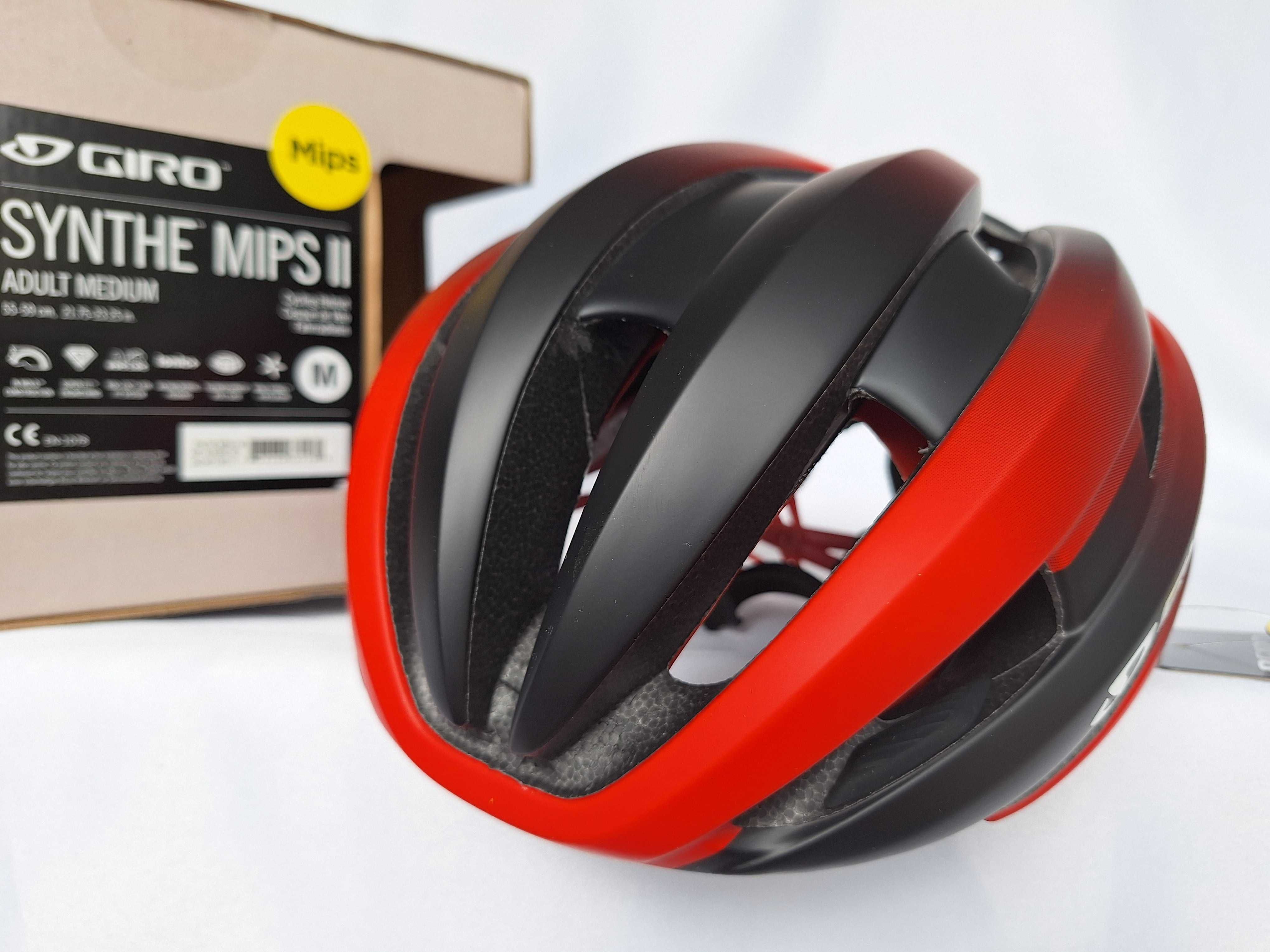 Kask rowerowy Giro Synthe Mips II Matte Black Bright Red S 51-55cm