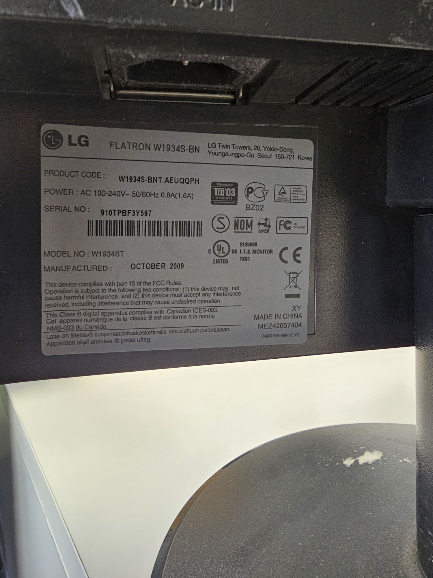 Monitor LG W1934S