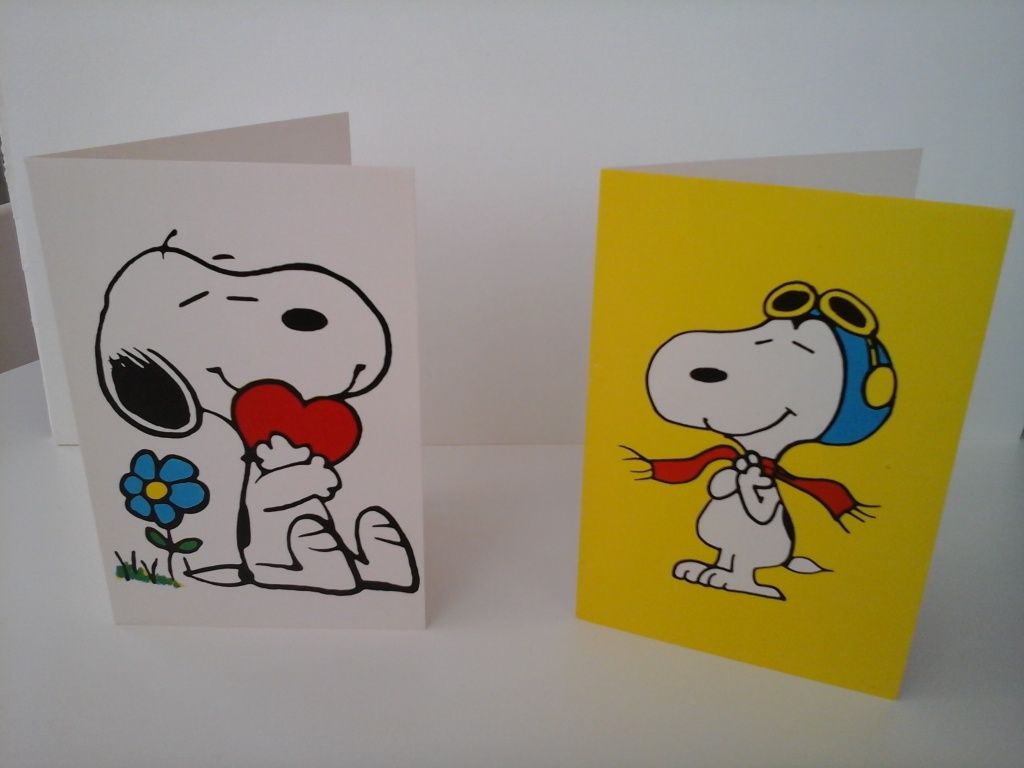 Conjunto de 8 postais do Snoopy, dos anos 80