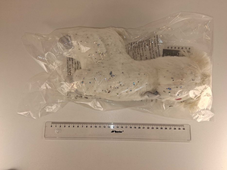 B087 Pluszak Lama Biała z Brokatem Przytulanka 30 cm