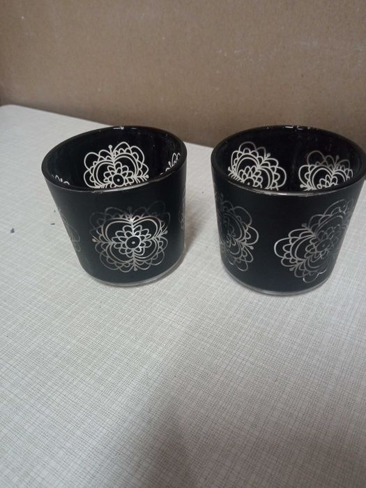 2 x Świeczniki na tealighty czarne szklane