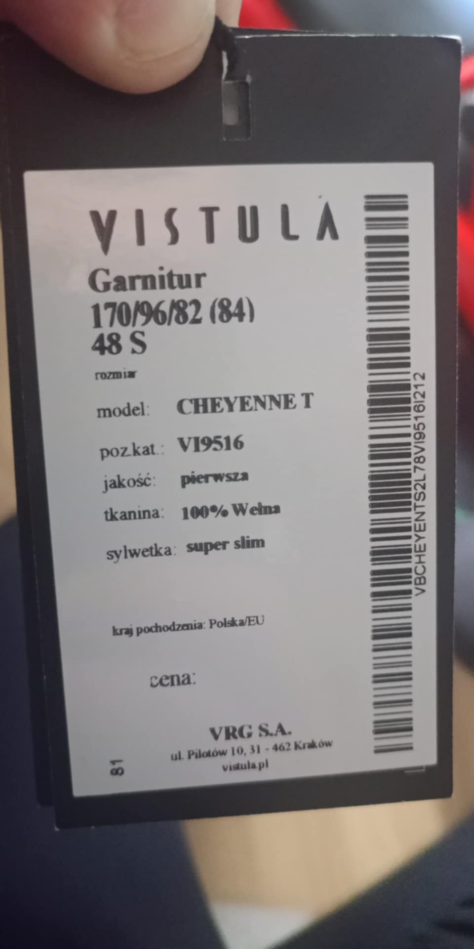 Nowy garnitur męski 170/96/82 48S