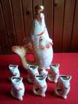 Karafka ryba porcelanowa + kieliszki