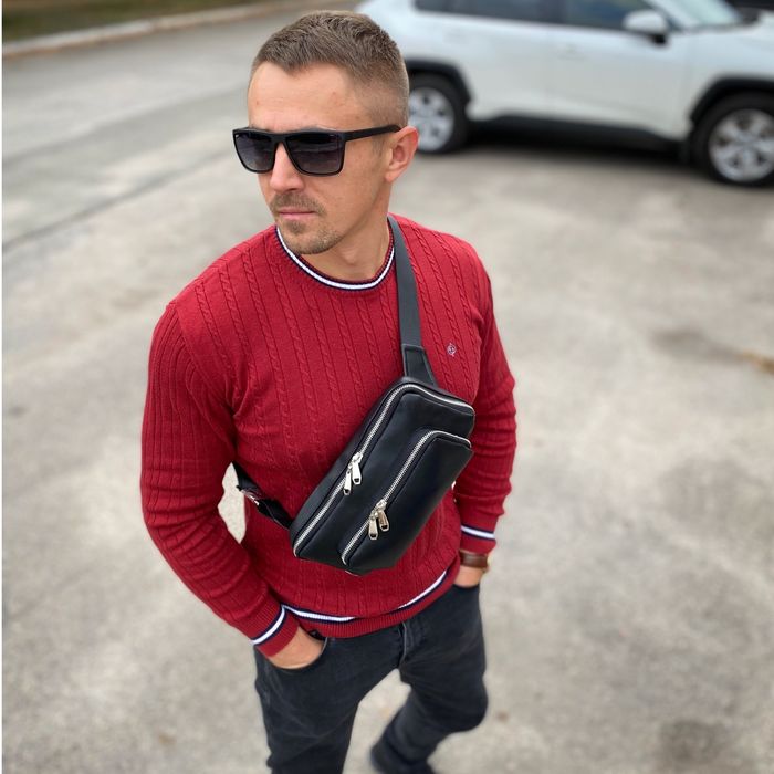 Мужская нагрудная сумка бананка слинг через плечо стильная удобная