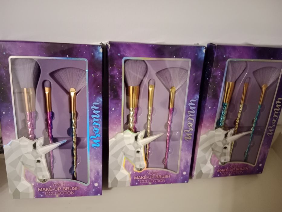 Pędzle do makijażu unicorn metaliczne