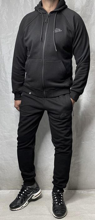 Мужской зимний теплый спортивный костюм Nike на флисе