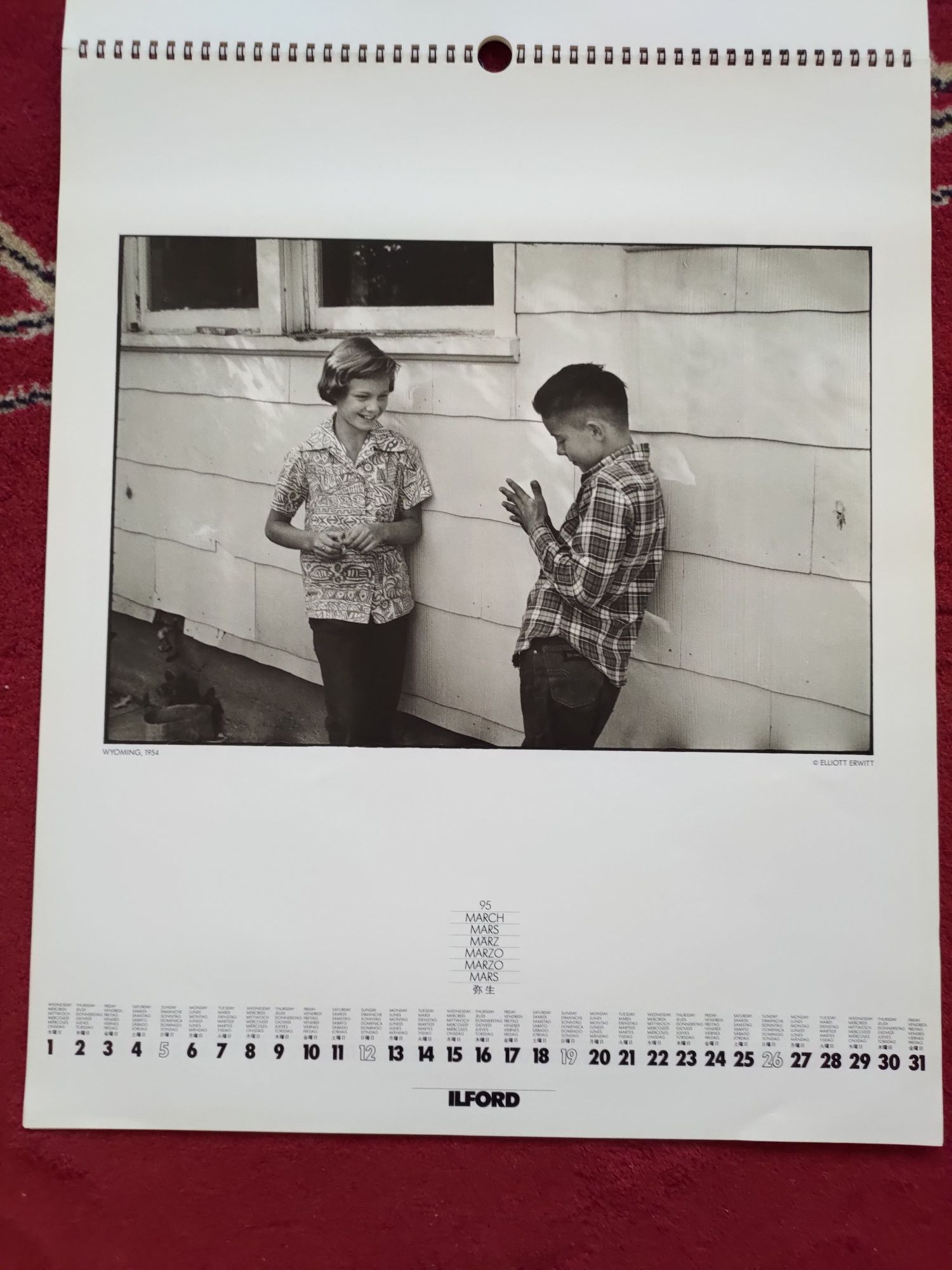Calendário de parede Ilford 1995
