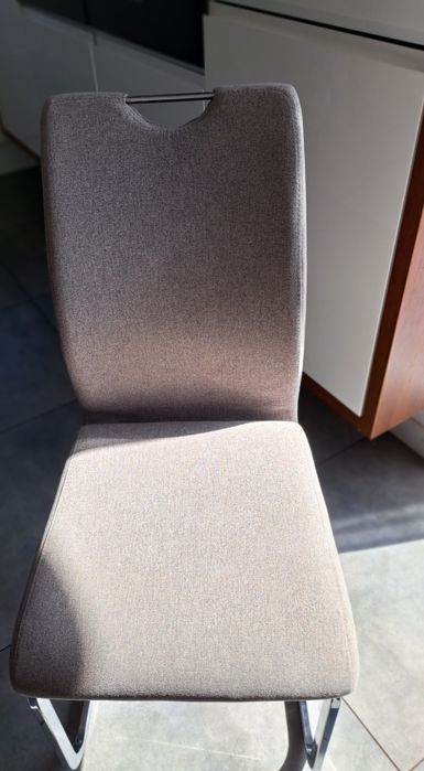 Szare, żółte krzesło z tkaniny, Batik Agata Meble, nowoczesne, na płoz