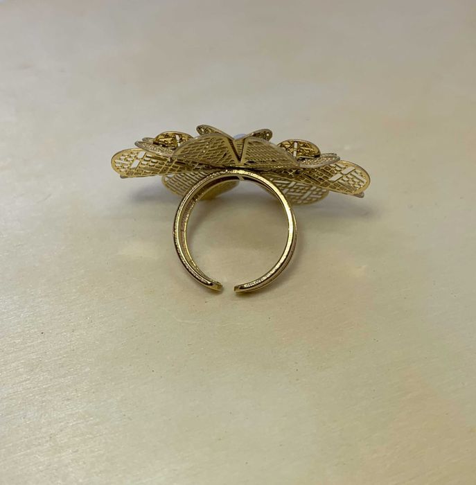 Anel ajustável de flor em aço inoxidável