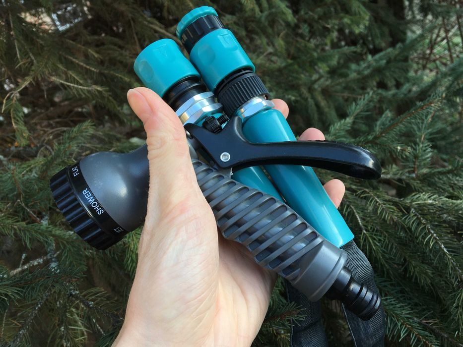 Плоский садовий шланг Navaris 7.5 м та поливальний пістолет