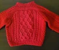 Sweter zimowy ciepły 1-2 lata czerwony