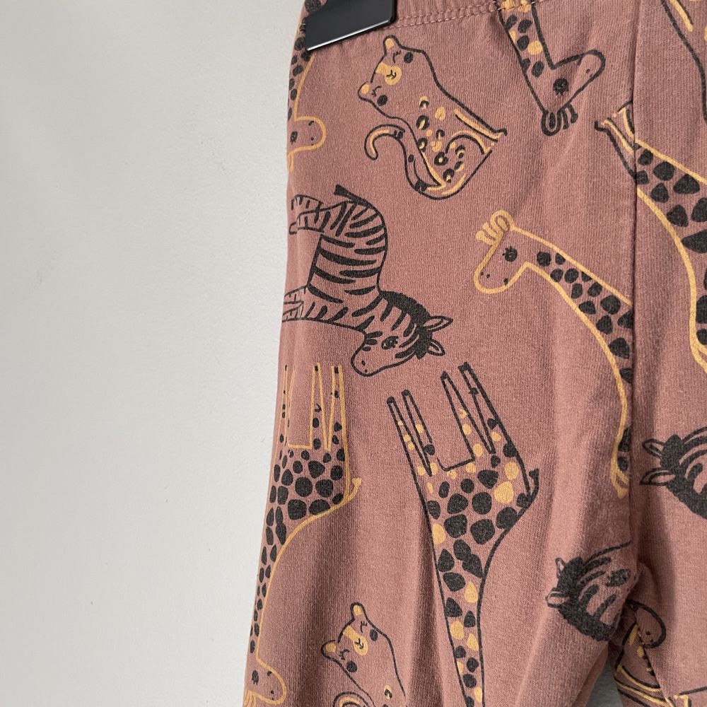 Spodnie getry legginsy zwierzęta safari brąz bawełna elastan SoCute 98