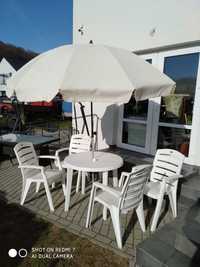 komplet   stół + fotele + parasol