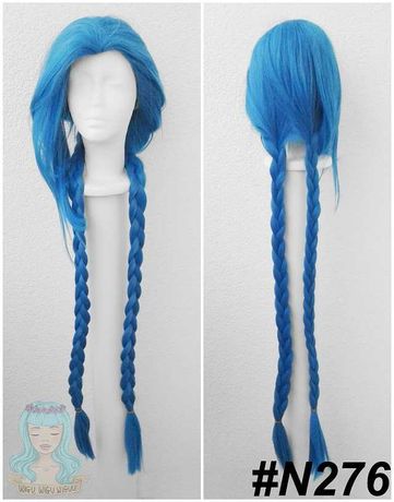 Jinx Peruka niebieska z warkoczami Arcane LoL Liga Legend cosplay wig