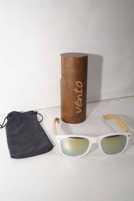 Okulary przeciwsłoneczne VENTO EYEWEAR białe + bambusowe etui 400UV