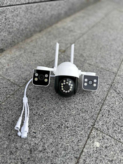 Вулична IP wifi Камера відеонагляду на три лінзи V380 SC05 потрійна