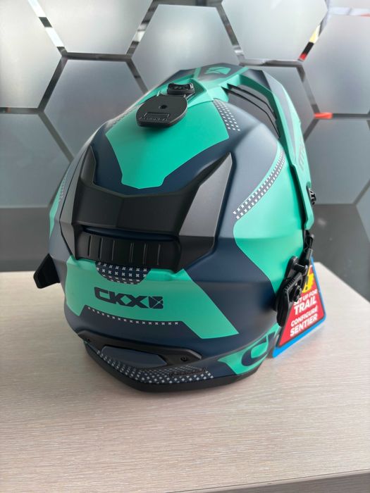 Kask CKX Titan Niebiesko-Zielony Enduro/ATV Skuter śnieżny