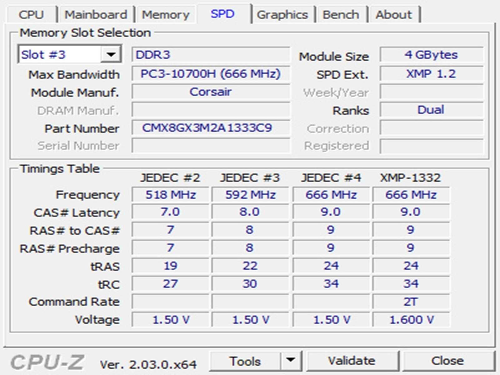 DDR3 8GB CoRsaiR xMs3 10600 -Komputer