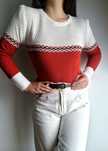 Sweterek damski vintage dziergany sweter we wzory retro S / M handmade
