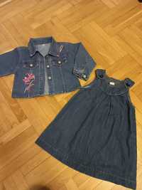 Sukienka i kurtka jeans dla dziewczynki komplecik rozmiar 92