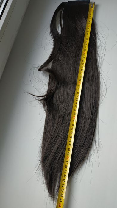 Хвіст темний коричневий Dark brown/ накладний/ шиньйон/ штучне волосся