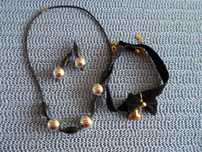 Choker, obroża z zawieszką + naszyjnik z kolczykami