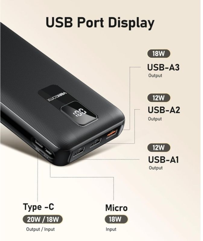 Павербанк Powerbank VEEKTOMX 30000 mAh QC 3.0 20