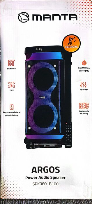 Manta ARGOS 100W – Mocny Głośnik Bluetooth z Karaoke i Mikrofonem
