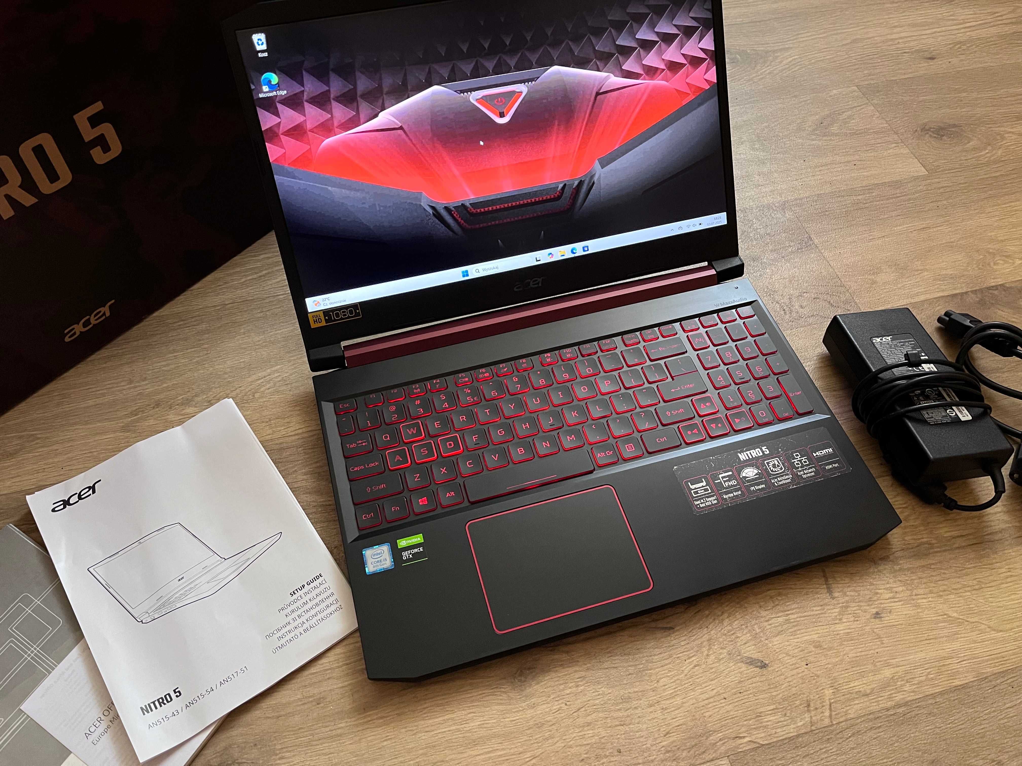 Acer Nitro 5 i5 /GTX 1650/8GB DDR4/512GB SSD/Win11 KOMPLET+oryg.karton