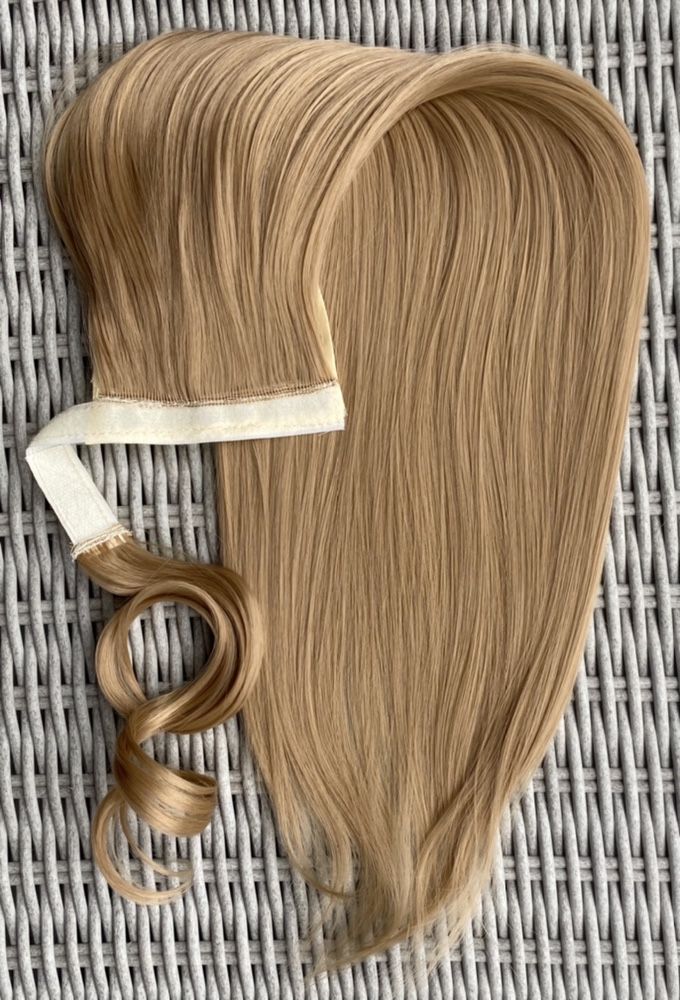 Premium Ultra włosy doczepiane, karmelowy blond, kucyk, treska ( 219 )