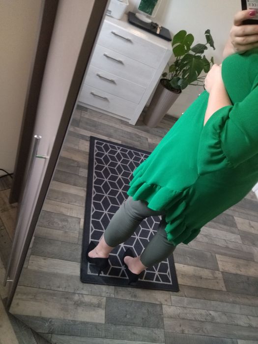Sukienka/tunika  asymetryczna  oversize zielona