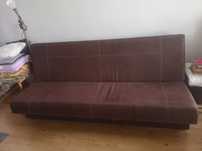 Kanapa z funkcją spania 110 cm dwuczęściowa rozkładana brązowa zamsz