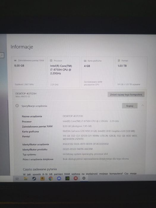 Laptop gamingowy Acer Nitro 5