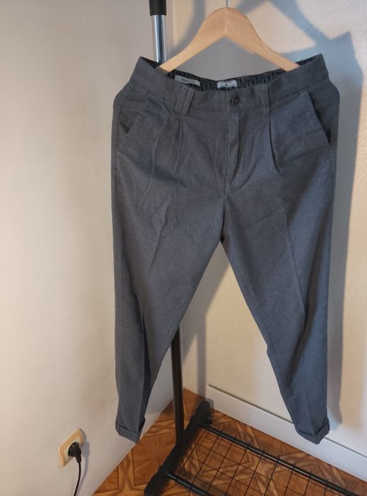 Мужские хлопковые брюки чинос jack & jones tapered fit chino серые