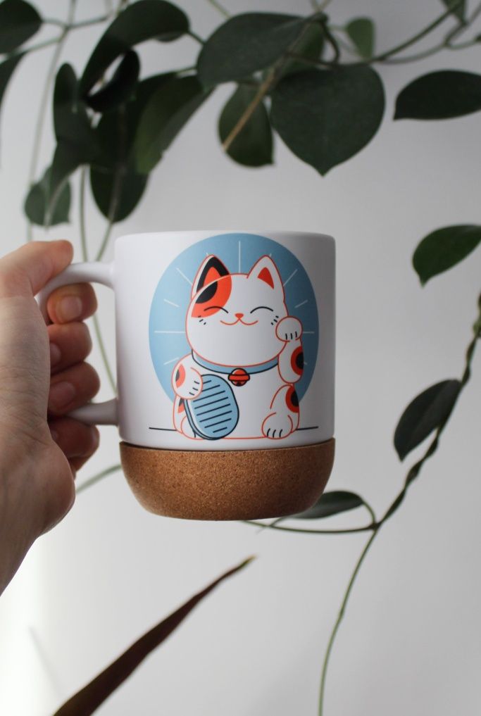 Kubek Maneki Neko, pokrywka i podstawką 300ml