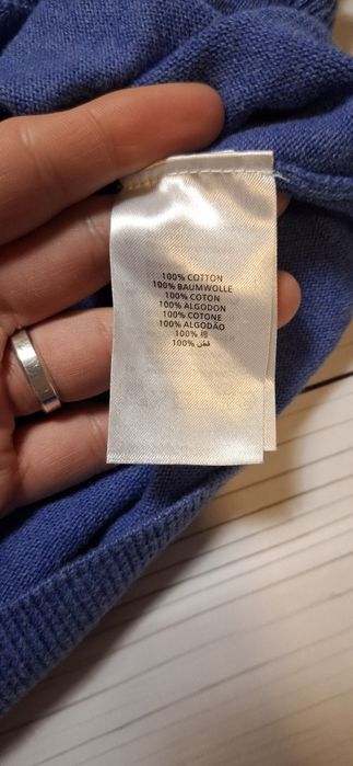 Sweterek męski Gant, v-neck, w serek, 100% bawełna, logo, premium