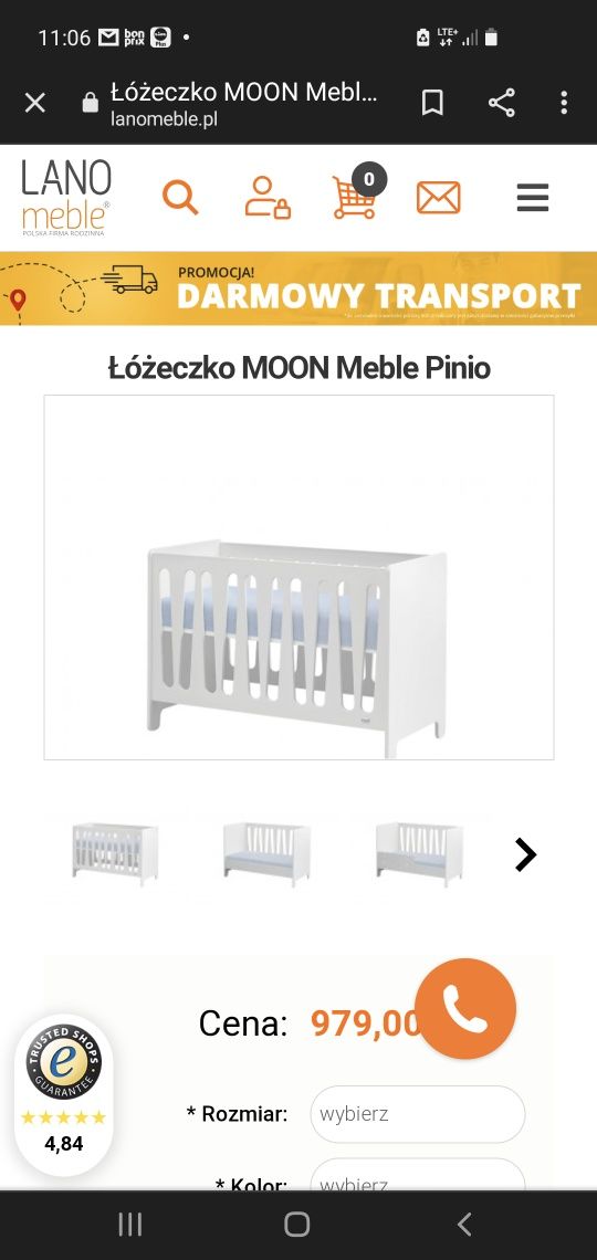 Łóżeczko Pinio Moon